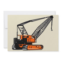 Orange Construction Crane Personalized Announcement
