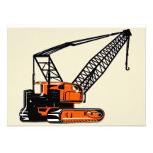 Orange Construction Crane Personalized Announcement