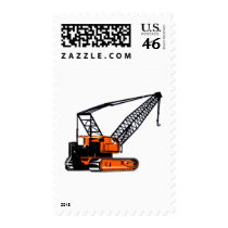 Orange Construction Crane Postage Stamp