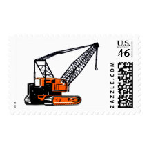 Orange Construction Crane Postage