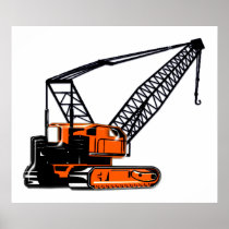 Orange Construction Crane Posters