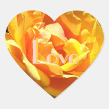 Orange-Coral Rose  Duo Heart Stickers