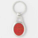 Orange Cords Silver-Colored Oval Metal Keychain