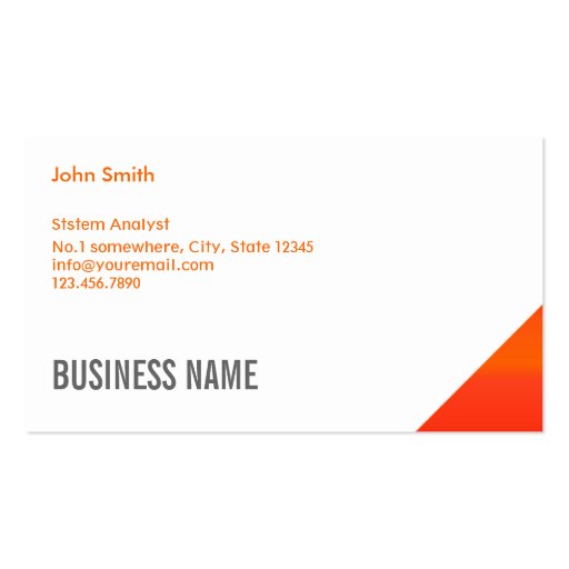 Orange Corner System Analyst Business Card (front side)