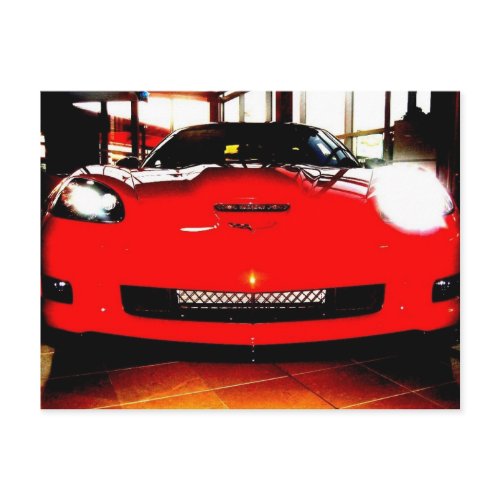 Orange Corvette postcard