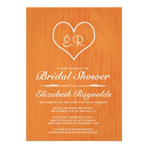 Orange Country Bridal Shower Invitations