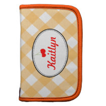 Orange country gingham pattern red cherry personal planners