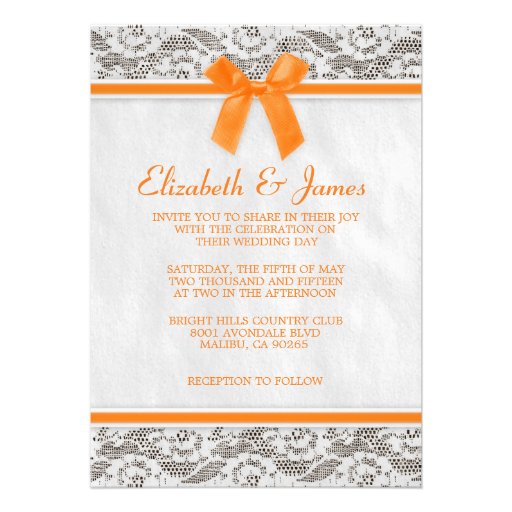 Orange Country Lace Wedding Invitations
