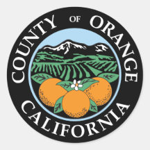 Orange county seal round stickers
