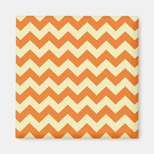 Orange Cream Citrus Chevron ZigZag Stripes Gifts Refrigerator Magnet