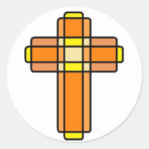 Orange Cross Round Stickers