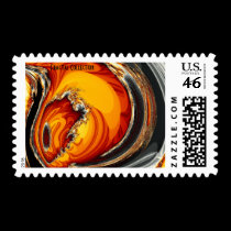 Orange Crush Fractal Postage Stamp stamps