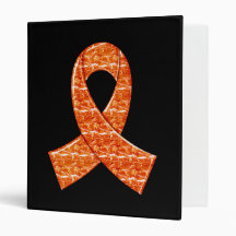 Orange Crystal Ribbon Kidney Cancer MS Leukemia Vinyl Binder