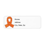 Orange Crystal Ribbon Kidney Cancer MS Leukemia Custom Return Address Label