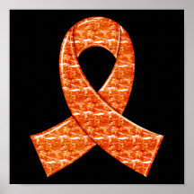 Orange Crystal Ribbon Kidney Cancer MS Leukemia Poster