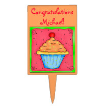 Orange Cupcake Cake Pick Personalized cake picks