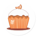 Orange Cupcake Coordinating Envelope Seals Round Sticker