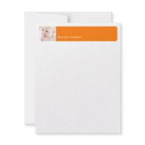 Orange custom photo blank thank you flat note card invitations