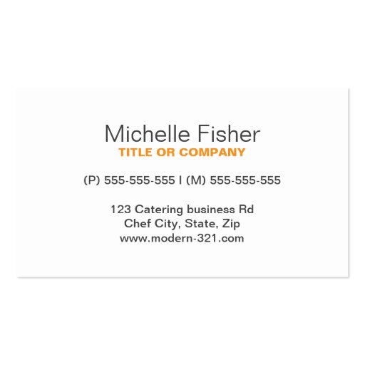 Orange cutlery pattern chef catering professional business cards (back side)