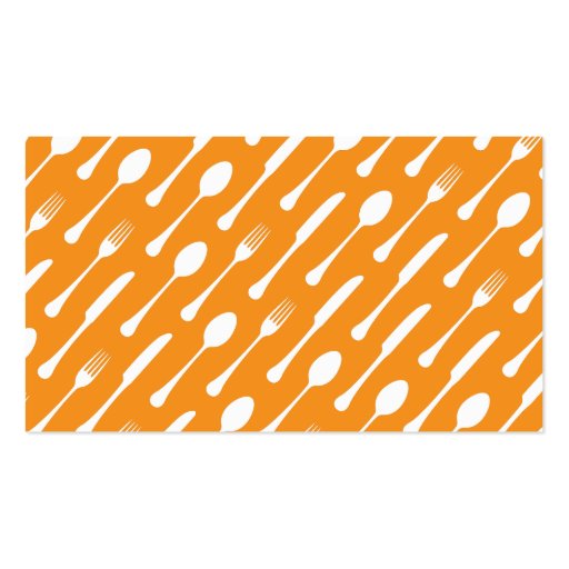 Orange cutlery pattern chef catering professional business cards