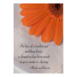 Orange Daisy and Satin Wedding Charity Favor Card Business Card
