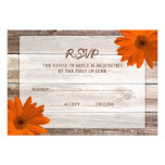 Orange Daisy Barn Wood Wedding RSVP Response Card Invite