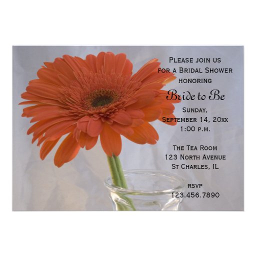 Orange Daisy Bridal Shower Invitation