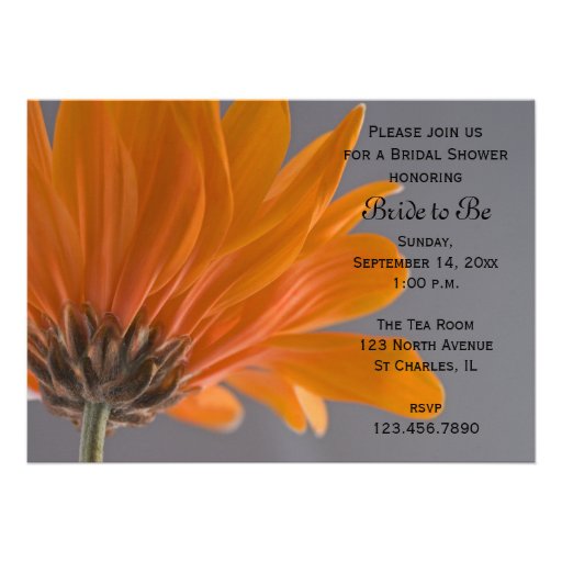 Orange Daisy Bridal Shower Invitation