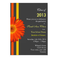 Orange daisy garden flower graduation party custom announcements