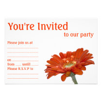 Orange Daisy Gerbera Flower Custom Invites