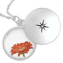 Orange Daisy Gerbera Flower Custom Necklace