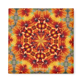 Orange Daisy Kaleidoscope Flower Photo Magnet magnet