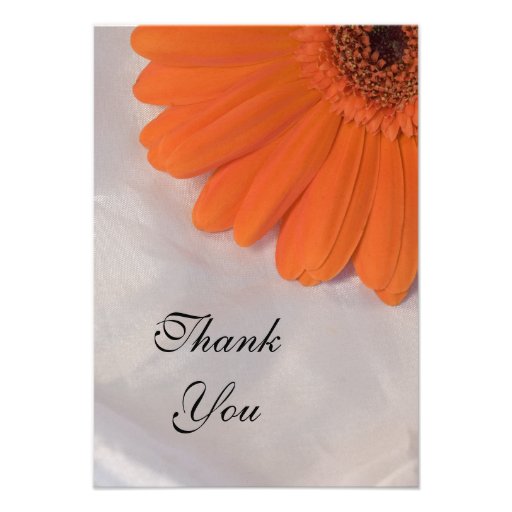 Orange Daisy on Satin Thank You Notes - Flat Announcements