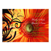 Orange Daisy Wedding Invitation invitations
