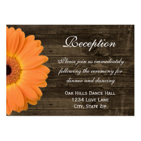 Orange Daisy Wedding Reception Direction Card Business Cards