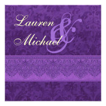 Orange Damask and Lace Wedding Template V04 Invites