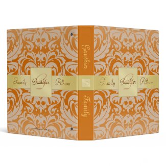 Orange Damask Gold Ribbon Family Binder binder
