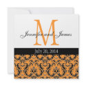 Orange Damask Monogram Wedding Invitation 3 invitation