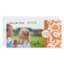 Orange Damask Save the Date photo cards by samack Orange Damask Save the Date photo cards