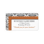 Orange & Damask "Thank you for your business" Personalized Address Label
