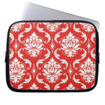 Orange Damask Vintage Pattern laptop sleeves