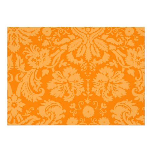 Orange Damask Wedding Invitations