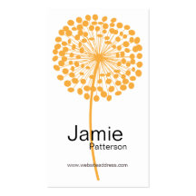 Orange Dandelion Flower Vertical Business Cards