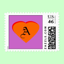 Orange Dark - Red Heart Letter A The MUSEUM stamps
