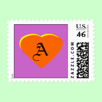 Orange Dark - Yellow Heart Letter A The MUSEUM stamps