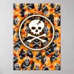 Orange Deathrock Skull posters