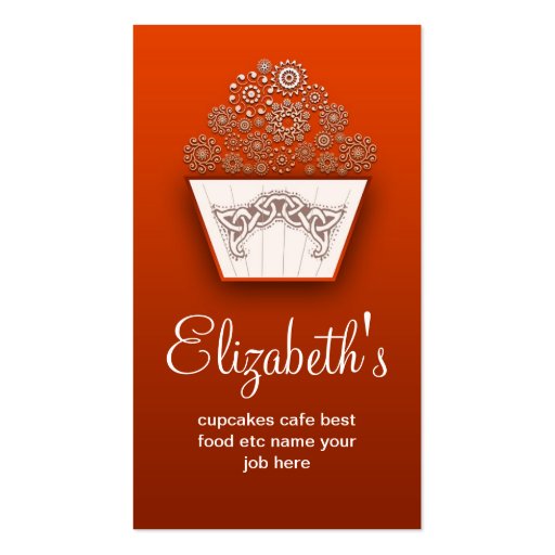 orange decorative modern cupcake business card (front side)