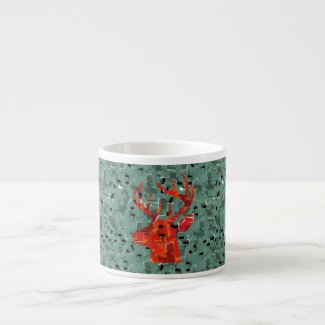 Orange deer silhouette collage 6 oz ceramic espresso cup