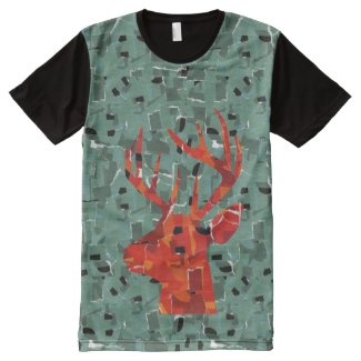 Orange deer silhouette collage All-Over print t-shirt