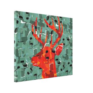 Orange deer silhouette collage canvas print